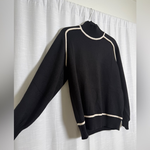 Baltic Born Harrington Sweater Black White Contrast Trim Mock Neck | NWT Size S - Picture 9 of 17